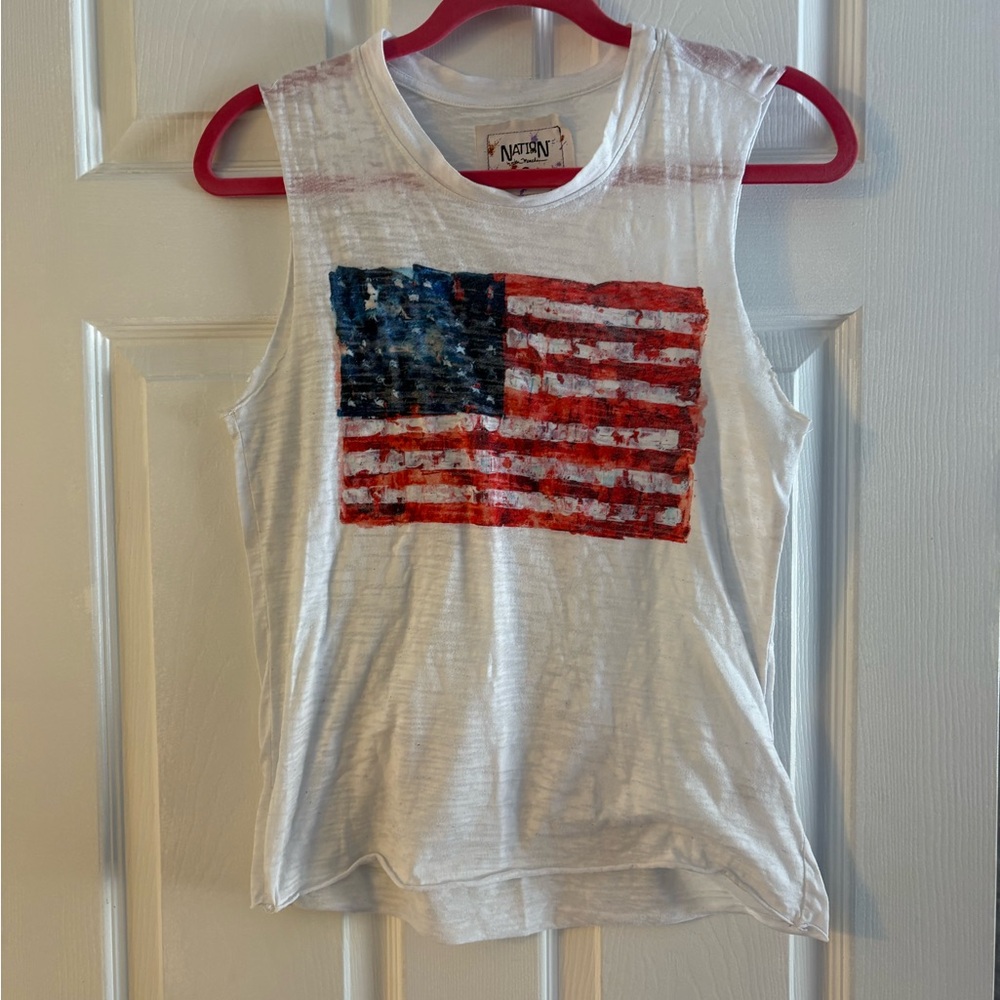 🩵 Nation LTD by Jen Menchaca American Flag Burnout Tank Top – Bundle 3 for $20